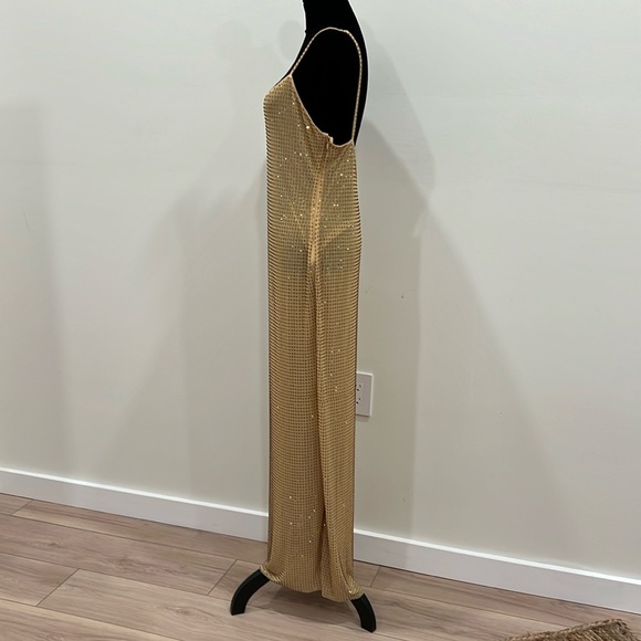 self-portrait YELLOW RHINESTONE MESH MIDI DRESS - Picture 9 of 14